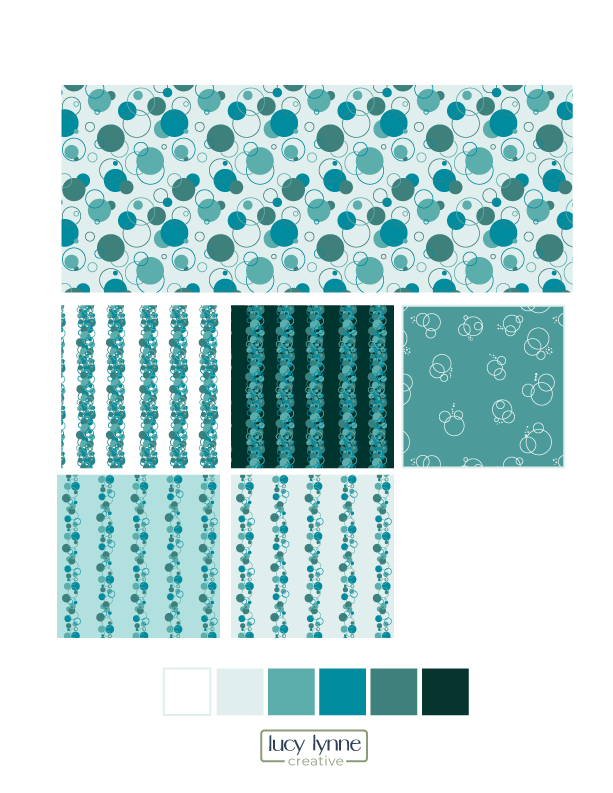 Designs from my Babble and Bubbles collection in the color teal.